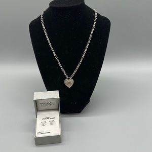 Vintage 925 Harley Davidson necklace & sterling silver earrings with diamonds